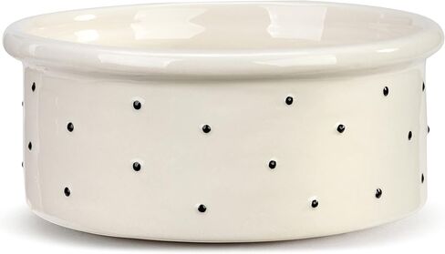 Demdaco Polka Dots Hearts Black and White 7 inch Ceramic Stoneware Pet Bowl in Saudi Arabia