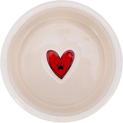 Demdaco Polka Dots Hearts Black and White 7 inch Ceramic Stoneware Pet Bowl in Saudi Arabia
