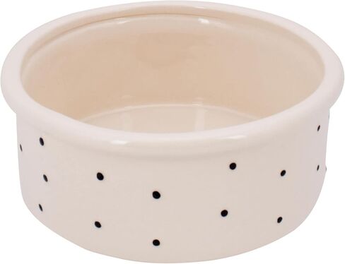 Demdaco Polka Dots Hearts Black and White 7 inch Ceramic Stoneware Pet Bowl in Saudi Arabia