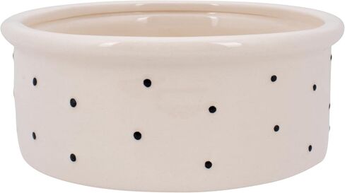 Demdaco Polka Dots Hearts Black and White 7 inch Ceramic Stoneware Pet Bowl in Saudi Arabia