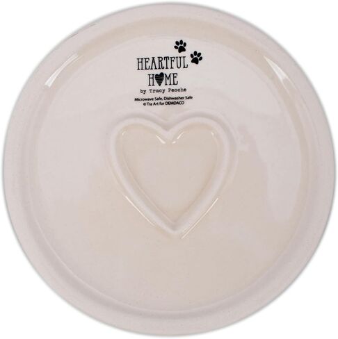 Demdaco Polka Dots Hearts Black and White 7 inch Ceramic Stoneware Pet Bowl in Saudi Arabia