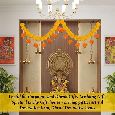 SMIZZY ; (RE) TOUCHING LIVES Fluffy Flowers Marigold Toran Garland for Entrance Door Bandarwal for Main Door/Mandir Decorations Items for Home, (50 Inch Long, Yellow White, 1 Pc) in Saudi Arabia