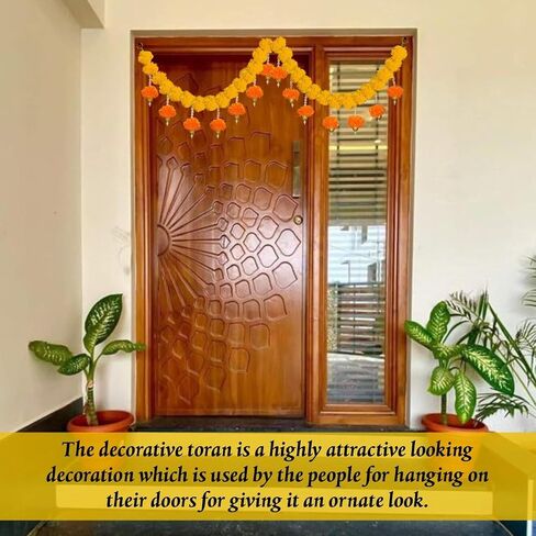 SMIZZY ; (RE) TOUCHING LIVES Fluffy Flowers Marigold Toran Garland for Entrance Door Bandarwal for Main Door/Mandir Decorations Items for Home, (50 Inch Long, Yellow White, 1 Pc) in Saudi Arabia