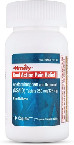 TIME-CAP LABS, INC. - Dual Action 144s – Acetaminophen 250mg & Ibuprofen 125 mg,Dual Action. Pain Reliever for Aches and Pains, Headache Relief, Backache, Minor Pain of Arthritis and More, 144 Count in Saudi Arabia