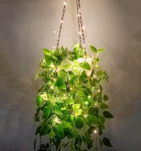 Fake Hanging Plants with Lights 2 Pack Artificial Plants for Home Decor Indoor Plant Hanger with Fake Vines Hanging Planter Basket for Wall Ceiling Bedroom Bathroom Kitchen Office Boho Decor (IVY) in Saudi Arabia
