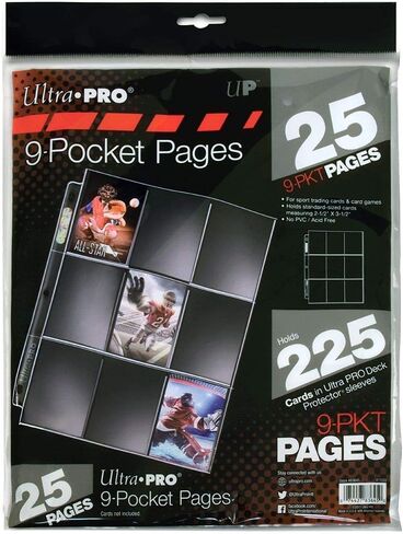 صفحات من سلسلة Ultra Pro Silver مكونة من 9 جيوب (25 قطعة) - قم بحماية بطاقات الألعاب الرياضية أو بطاقات الألعاب القيمة الخاصة بك، وتتوافق بشكل مثالي مع Pro-Binder لمزيد من الأمان in Saudi Arabia