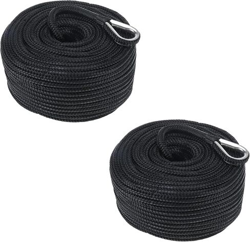 Amarine Made 2 Pack 3/8 Inch Anchor Rope Double Braided Nylon Anchor Lines, Marine Mooring Rope Boat Dock Lines with Thimble-800kg Breaking Strength (100ft) in Saudi Arabia