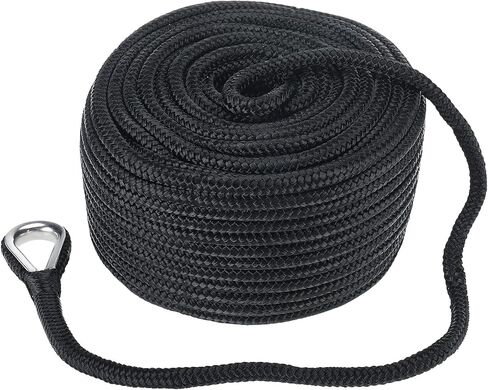 Amarine Made 2 Pack 3/8 Inch Anchor Rope Double Braided Nylon Anchor Lines, Marine Mooring Rope Boat Dock Lines with Thimble-800kg Breaking Strength (100ft) in Saudi Arabia