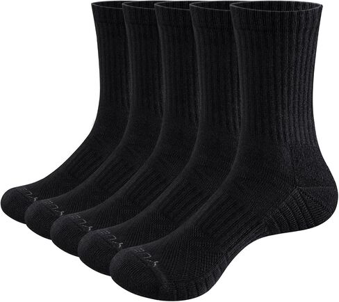 Men's Moisture Wicking Cotton Gym Training Athletic Cushioned Crew Socks for Men 6-9/9-11/10-13, 5 Pairs in Saudi Arabia