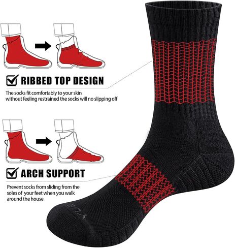Men's Moisture Wicking Cotton Gym Training Athletic Cushioned Crew Socks for Men 6-9/9-11/10-13, 5 Pairs in Saudi Arabia