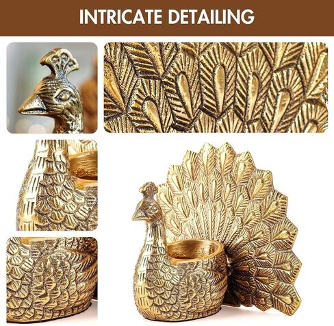 Metal Peacock Vastu Figurine for Good Luck and Love | Candle Holder for Home Dcor Tabletop Living Room Office | Showpiece Statue for Gifting (Scented Glass Votive Candle Included), Gold in Saudi Arabia