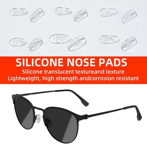 Push-in Glasses Nose Pads,18 Pairs Soft Silicone Eyeglasses Replacement Nose Piece,Anti-Slip Snap-in Nose Bridge Pads Clear Slide on Nose Guards for Eye Glasses Sunglasses in Saudi Arabia