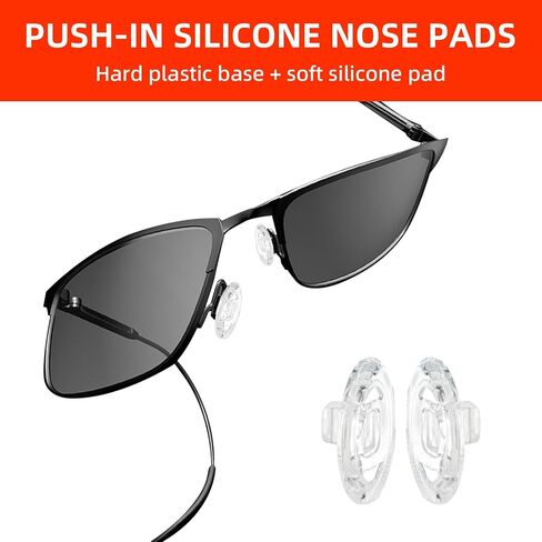 Push-in Glasses Nose Pads,18 Pairs Soft Silicone Eyeglasses Replacement Nose Piece,Anti-Slip Snap-in Nose Bridge Pads Clear Slide on Nose Guards for Eye Glasses Sunglasses in Saudi Arabia