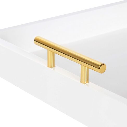 Kate and Laurel Lipton Square Decorative Wood Tray with Metal Handles, 16" x 16", White and Gold, Modern Serving Tray for Storage Or Display in Saudi Arabia