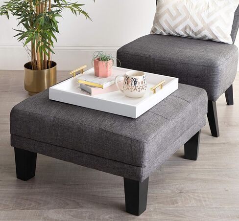 Kate and Laurel Lipton Square Decorative Wood Tray with Metal Handles, 16" x 16", White and Gold, Modern Serving Tray for Storage Or Display in Saudi Arabia