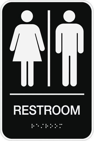 لافتة Cosco ADA، مجموعة للرجال/النساء، 6 بوصة × 9 بوصة، أسود (098096) in Kuwait