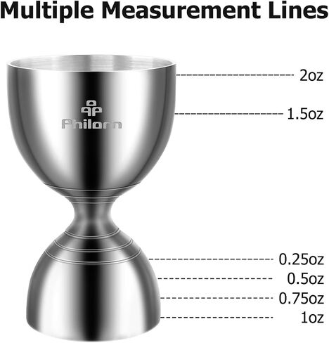 Philorn Bell Jigger for Bartending, Cocktail Jigger 2 OZ 1 OZ with Measurements Inside, Premium 304 Stainless Steel Shot Measure Double Jigger Bar Liquor Measuring Jigger in Saudi Arabia