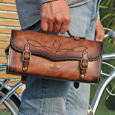حقائب الدراجة الجلدية من TOURBON للرف الخلفي للدراجات، وحقيبة مقود الدراجة أسفل المقعد مع حزام الكتف in Kuwait