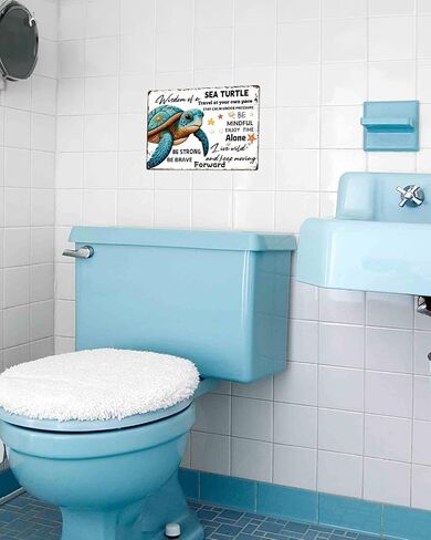 Sea Turtle Decor - Sea Turtle Gifts Metal Sign Ocean Bathroom Decor - Great SeaTurtle Decorations for Home - Turtle Sign 8 x 12 Inch in Saudi Arabia