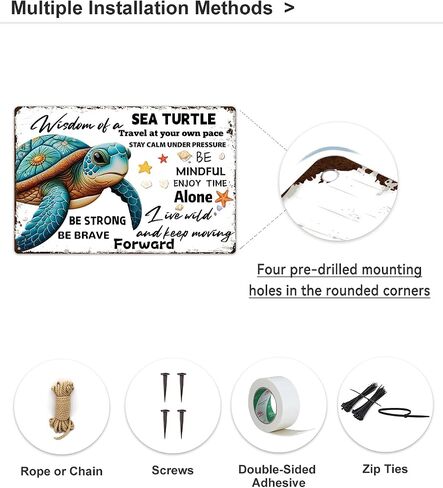Sea Turtle Decor - Sea Turtle Gifts Metal Sign Ocean Bathroom Decor - Great SeaTurtle Decorations for Home - Turtle Sign 8 x 12 Inch in Saudi Arabia