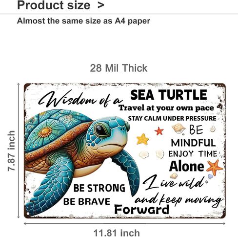 Sea Turtle Decor - Sea Turtle Gifts Metal Sign Ocean Bathroom Decor - Great SeaTurtle Decorations for Home - Turtle Sign 8 x 12 Inch in Saudi Arabia