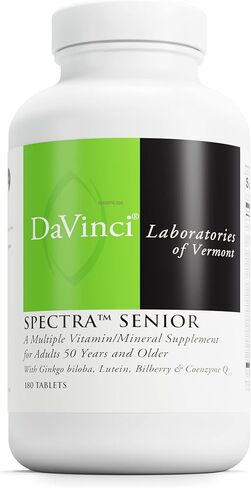 DAVINCI Labs Spectra Senior - Dietary Supplement for Cardiovascular, Ocular and Antioxidant Support - with Vitamins, Minerals, Coenzyme Q10, Ginkgo Biloba, Bilberry Extract and More - 180 Capsules in Kuwait