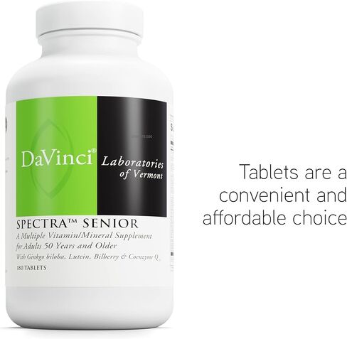 DAVINCI Labs Spectra Senior - Dietary Supplement for Cardiovascular, Ocular and Antioxidant Support - with Vitamins, Minerals, Coenzyme Q10, Ginkgo Biloba, Bilberry Extract and More - 180 Capsules in Kuwait