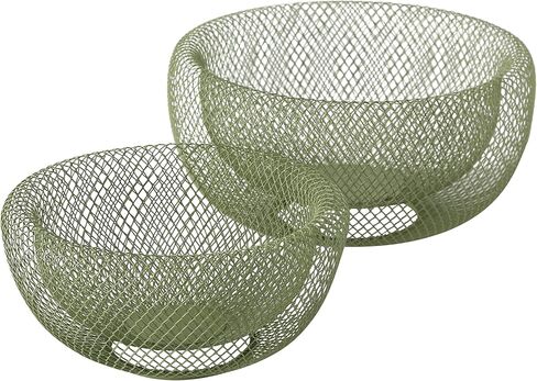 WHW Whole House Worlds 2 Piece Modern Yellow Metal Wire Mesh Fruit Bowl Set, Double Wall Construction, 1- Large, 11.5 D x 6 Tall, and 2- Medium 9.5 Diameter x 4.75 Tall Inches in Saudi Arabia