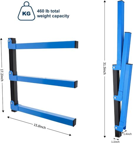 Lumber Storage Rack Garage Organization Wall Mount, Heavy Duty Metal Wood Rack with 3-Level System Shelves for Garage Wood Workshop Indoor Outdoor in Saudi Arabia