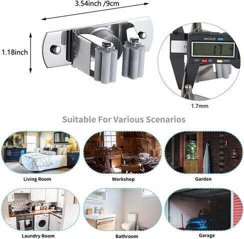 Broom Holder Wall Mount, 4 pack Heavy Duty Stainless Steel Mop and Broom Rack Holder Hanger for Laundry Garage Garden Organizer in Saudi Arabia