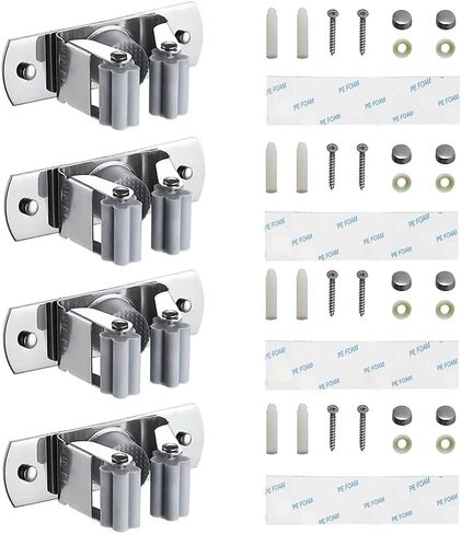 Broom Holder Wall Mount, 4 pack Heavy Duty Stainless Steel Mop and Broom Rack Holder Hanger for Laundry Garage Garden Organizer in Saudi Arabia
