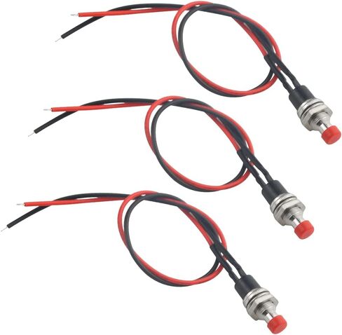 XINGYHENG 12PCS 7mm Round Momentary Push Button Switch 2 Pin On Off Spst Normal Open Light Up Push Buttons Switches with 200mm Pre-Soldered Wire (Red) in Saudi Arabia