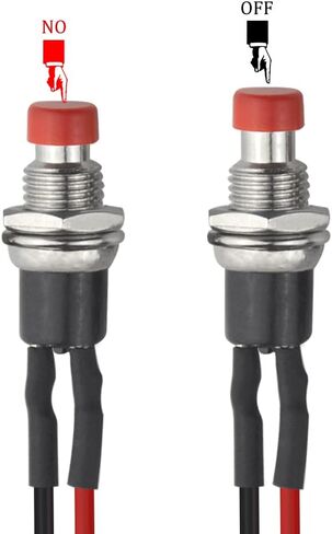 XINGYHENG 12PCS 7mm Round Momentary Push Button Switch 2 Pin On Off Spst Normal Open Light Up Push Buttons Switches with 200mm Pre-Soldered Wire (Red) in Saudi Arabia