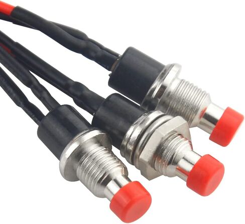 XINGYHENG 12PCS 7mm Round Momentary Push Button Switch 2 Pin On Off Spst Normal Open Light Up Push Buttons Switches with 200mm Pre-Soldered Wire (Red) in Saudi Arabia