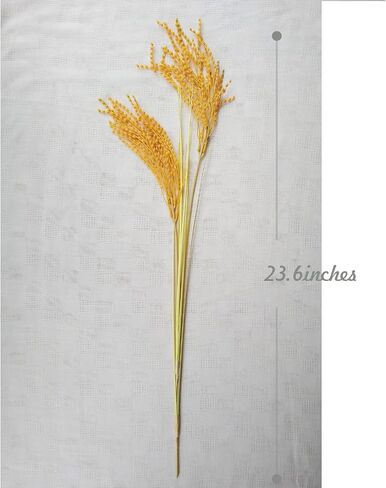 Fake Grain Plant Artificial Paddy Rice Flowers Yellow Natural Plants for Home Office Hall Shop Window Garden Decoration (12 Packs 23.6inches) in Saudi Arabia