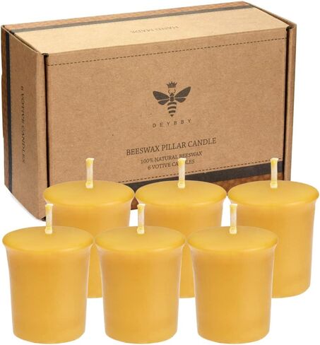 Pure Beeswax Votive Candles-6 Pack Natural Votives Set for Home Room Decor Party Wedding Spa Gift in Saudi Arabia