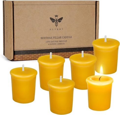 Pure Beeswax Votive Candles-6 Pack Natural Votives Set for Home Room Decor Party Wedding Spa Gift in Saudi Arabia