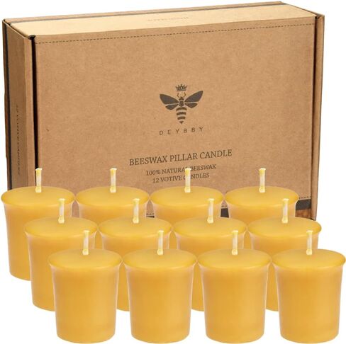 Pure Beeswax Votive Candles-6 Pack Natural Votives Set for Home Room Decor Party Wedding Spa Gift in Saudi Arabia