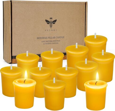 Pure Beeswax Votive Candles-6 Pack Natural Votives Set for Home Room Decor Party Wedding Spa Gift in Saudi Arabia