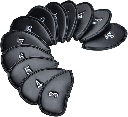 أغطية رأس حديدية لنادي الجولف، مجموعة أغطية رأس جولف Songway 12 قطعة، مجموعة أغطية رأس حديدية من الجلد الصناعي السميك تناسب جميع العلامات التجارية Titleist، Callaway، Ping in Kuwait