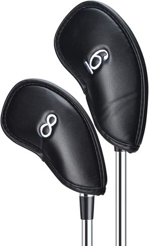 أغطية رأس حديدية لنادي الجولف، مجموعة أغطية رأس جولف Songway 12 قطعة، مجموعة أغطية رأس حديدية من الجلد الصناعي السميك تناسب جميع العلامات التجارية Titleist، Callaway، Ping in Kuwait