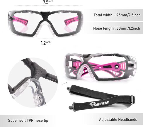 SAFEYEAR Women's Anti Fog Safety Goggles Glasses with HD Anti Scratch Resistant Lenses Work Goggles for Nurse Eye Protection in Saudi Arabia