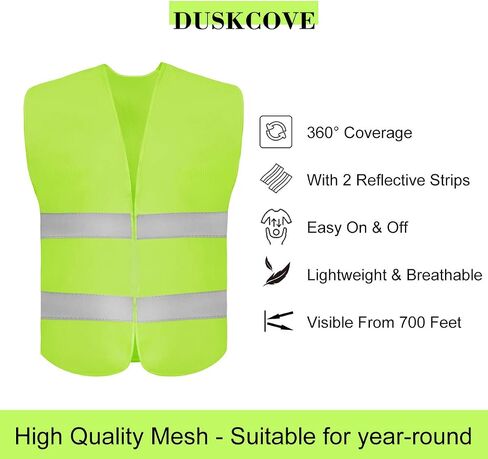 10 Pack High Visibility Safety Vest for Traffic Work, Running, Surveyor and Security Guard - Construction Vest with 2 Reflective Strips, Made from Breathable and Neon Yellow Mesh Fabric in Saudi Arabia