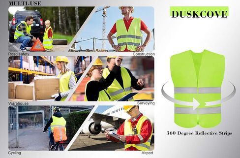10 Pack High Visibility Safety Vest for Traffic Work, Running, Surveyor and Security Guard - Construction Vest with 2 Reflective Strips, Made from Breathable and Neon Yellow Mesh Fabric in Saudi Arabia