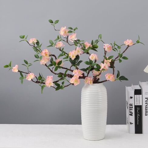 WEISPARK Artificial Flowers, 2pcs Fake Cherry Blossom Branches 31 Inch Long Stem Silk Flowers for DIY Vase Home Hotel Office Wedding Party Garden Decor (Champagne) in Saudi Arabia