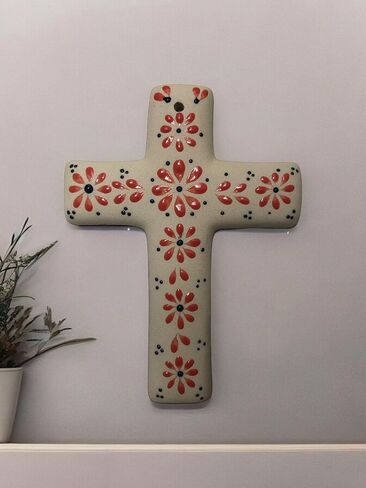 Generic LA CEIBA Designs, Colorful Hand Painted Mexican Ceramic Wall Cross (Royal blue) in Saudi Arabia