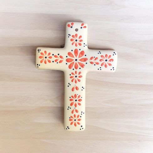 Generic LA CEIBA Designs, Colorful Hand Painted Mexican Ceramic Wall Cross (Royal blue) in Saudi Arabia