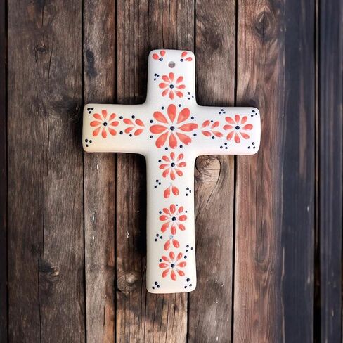 Generic LA CEIBA Designs, Colorful Hand Painted Mexican Ceramic Wall Cross (Royal blue) in Saudi Arabia