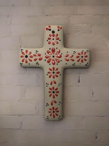 Generic LA CEIBA Designs, Colorful Hand Painted Mexican Ceramic Wall Cross (Royal blue) in Saudi Arabia