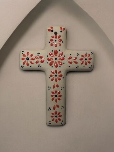 Generic LA CEIBA Designs, Colorful Hand Painted Mexican Ceramic Wall Cross (Royal blue) in Saudi Arabia